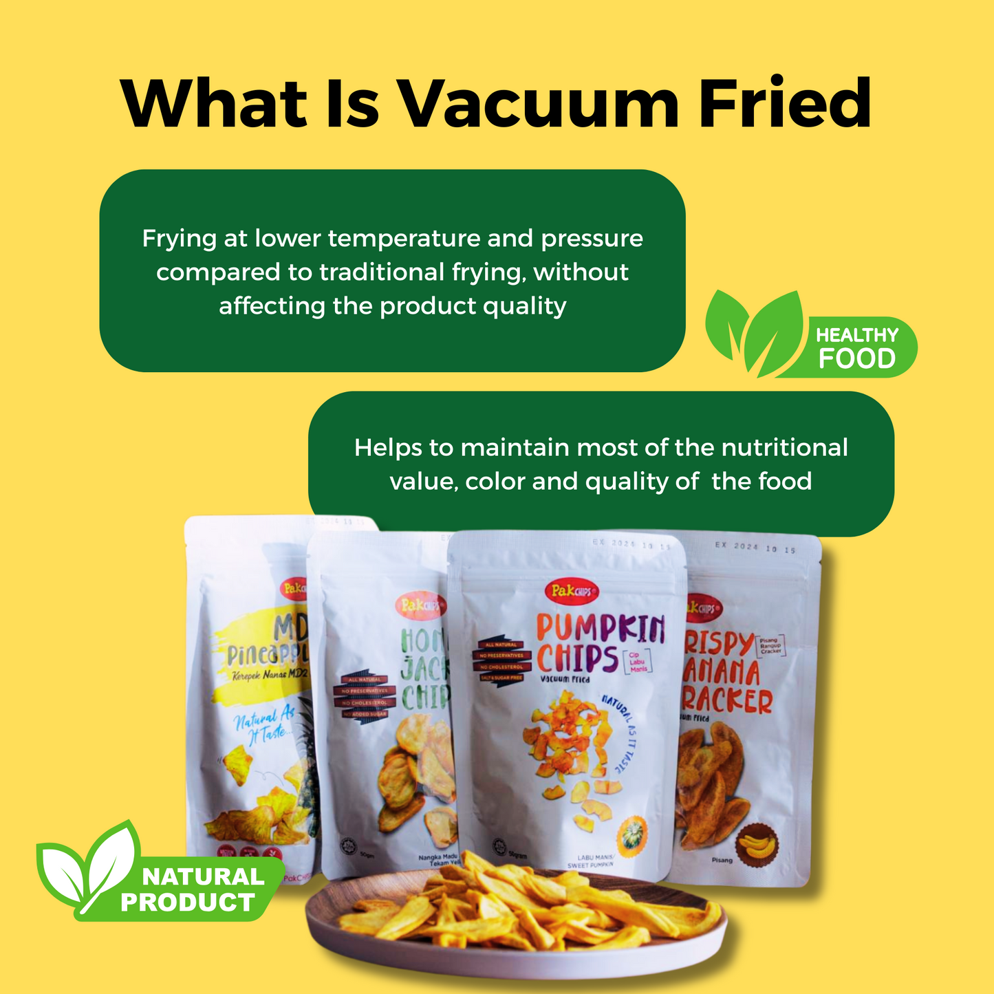 Vacuum Fried Fruit Chips, 1.8 oz (50gm), a pack 2