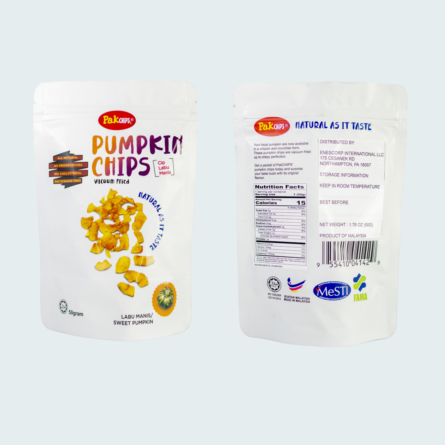 PakChips Assorted Flavors - Pumpkin Chips, 1.8 oz (50g)