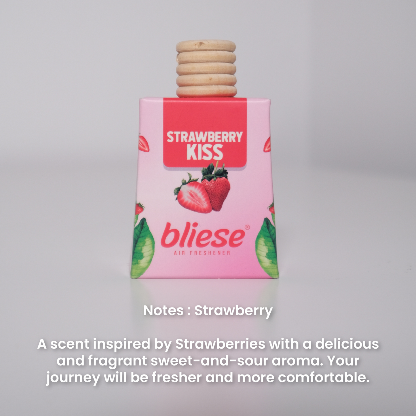 Bliese Wodden Cap Car Freshener - Strawberry Kiss, 0.3 fl oz (9ml)