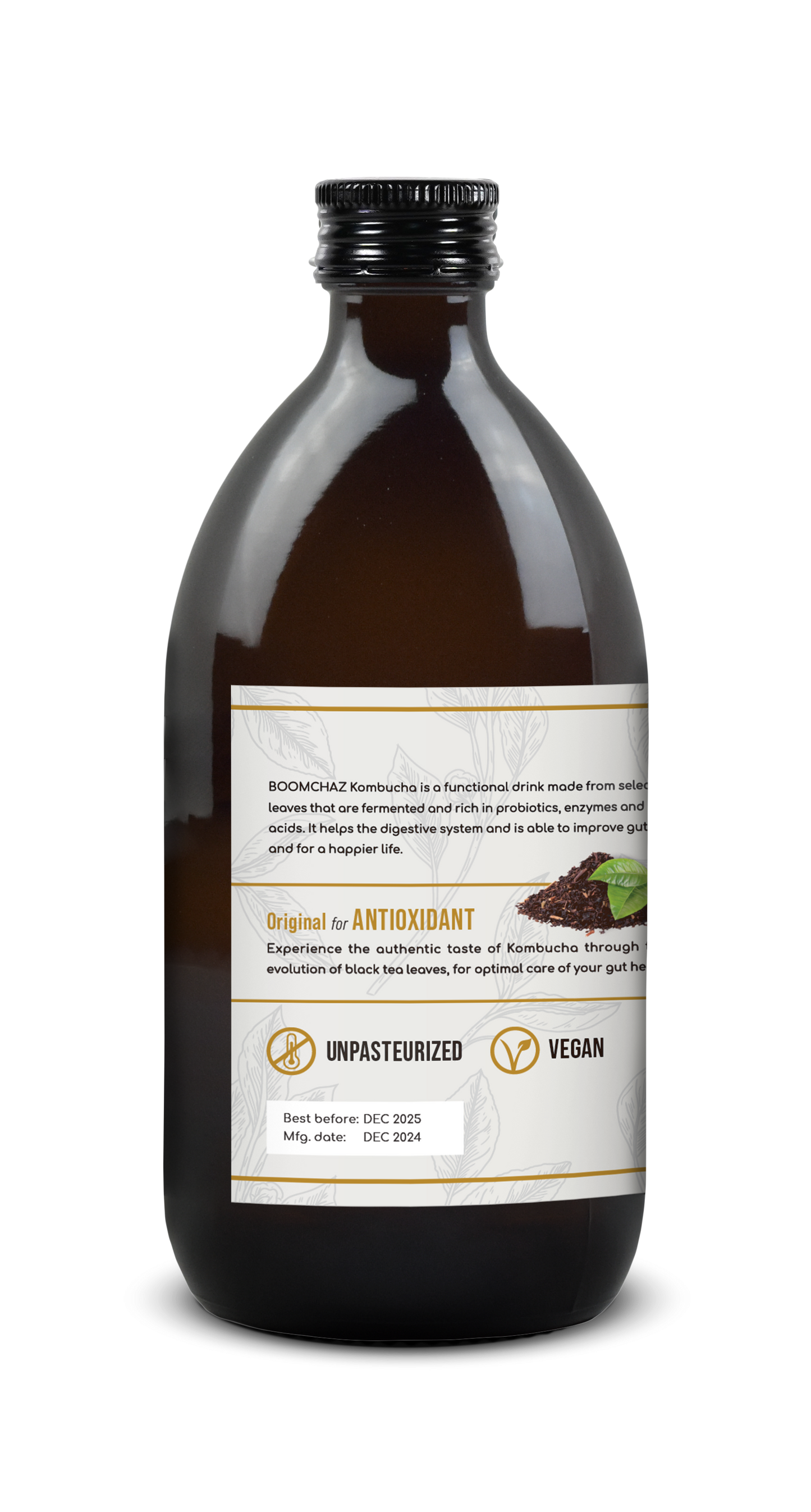 Boomchaz Kombucha - Original Black Tea (Antioxidant), 10.14 fl oz (300ml)