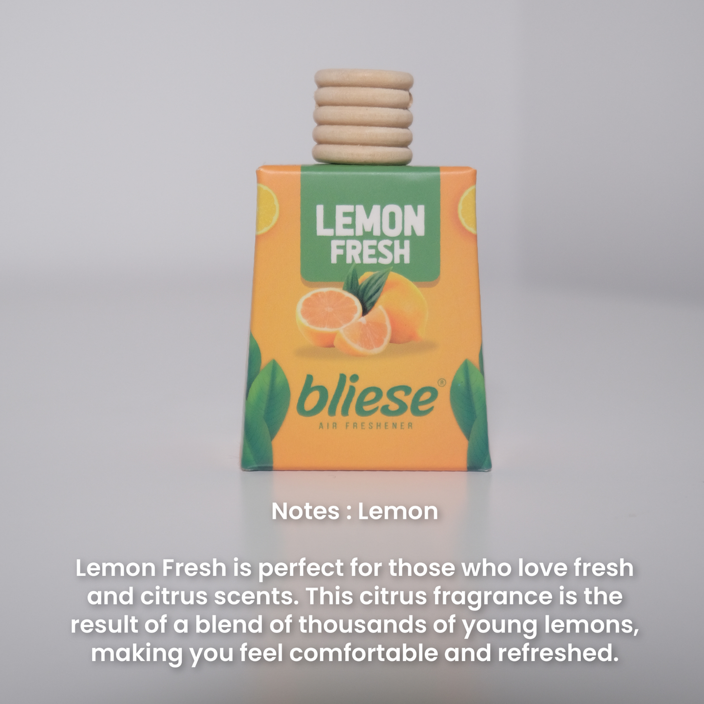 Bliese Wooden Cap Air Freshener - Lemon Fresh, 0.3 fl oz (9ml)