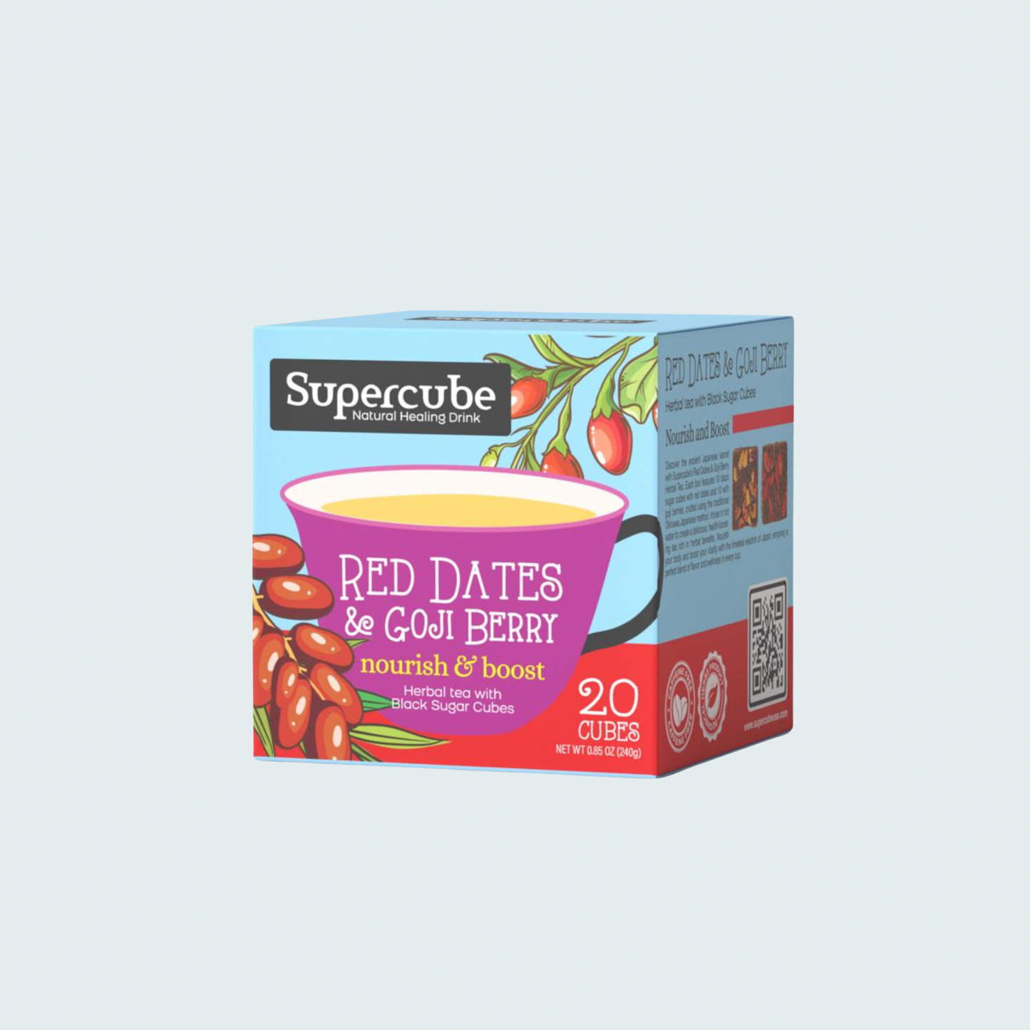 Herbal Tea with Black Sugar Cubes - Red Dates & Goji Berry, 8.47 oz (240 gm)