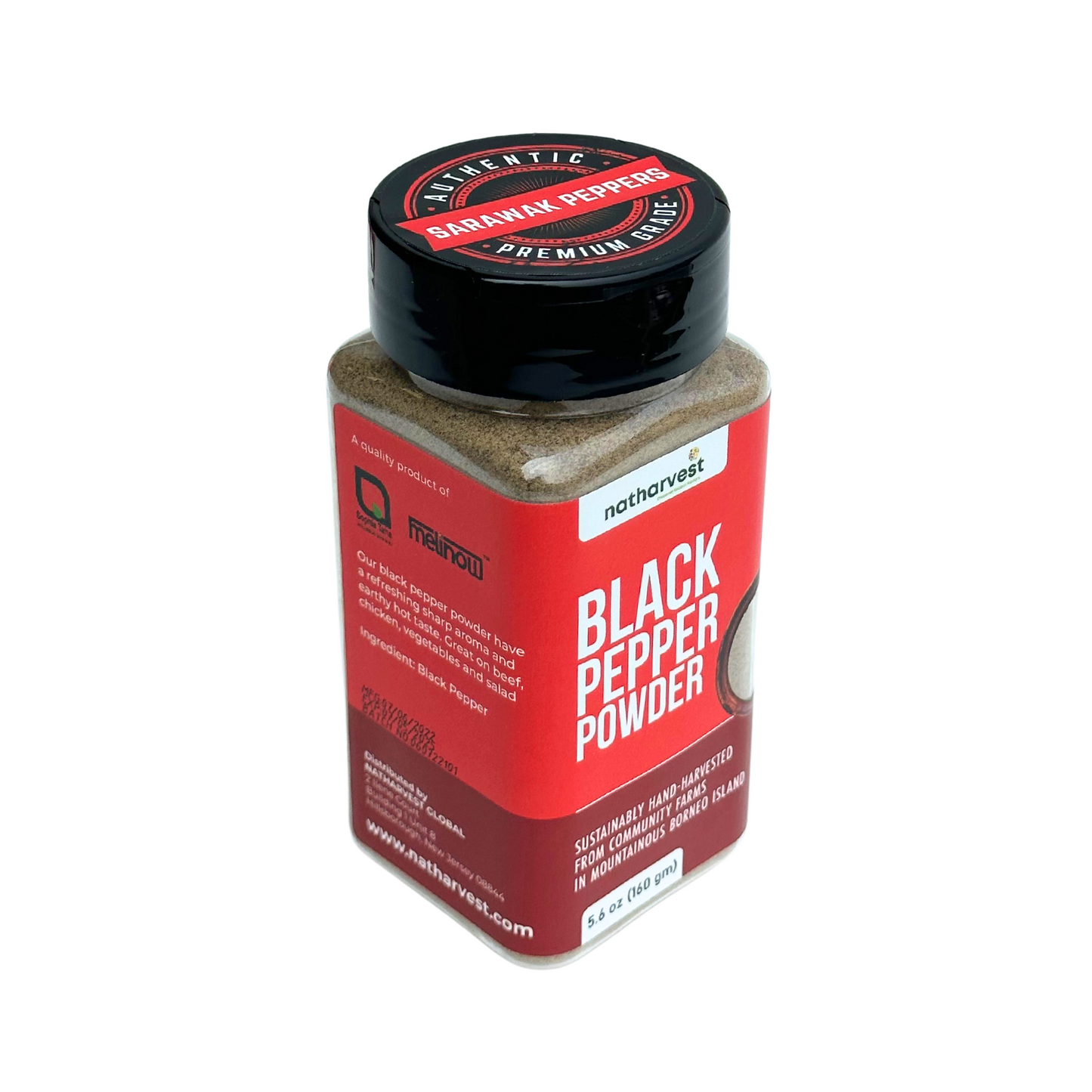 Natharvest Sarawak Black Pepper Powder, 5.6 oz (160 gm)