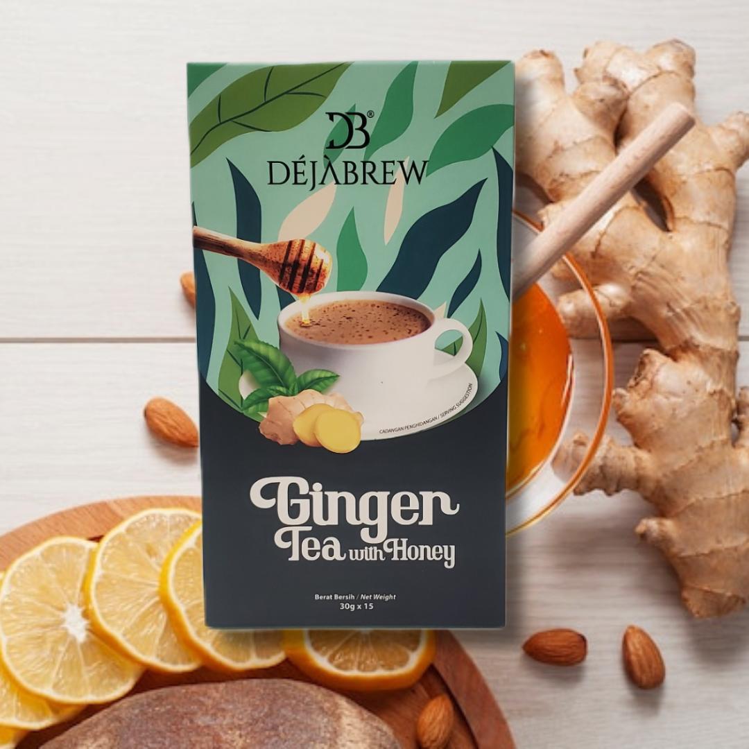 Dejabrew Ginger Tea with Honey, 16.5 oz (30g x 15 Sachets)