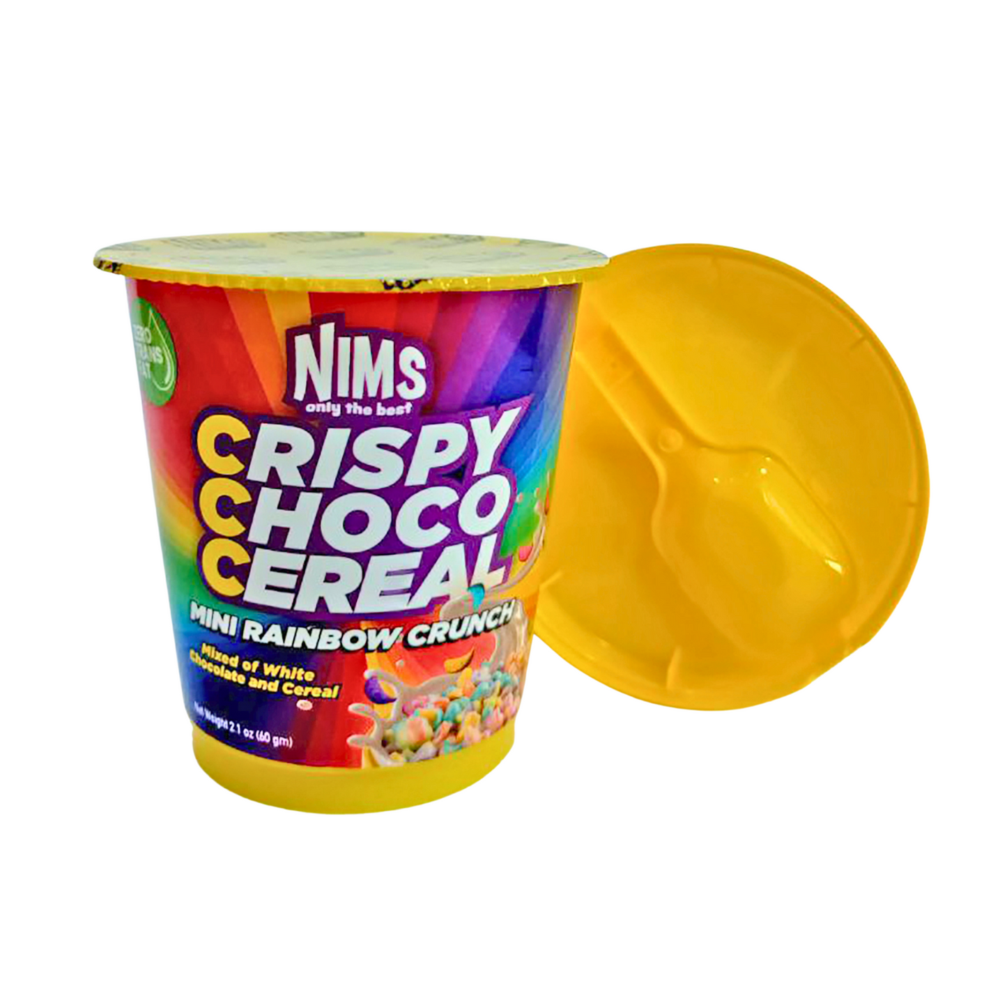 NIMS Crispy Choco Cereal, Mini Rainbow Crunch, Mixed of White Chocolate and Cereal, Ready to Eat, 2.1 oz (60 gm), a pack of 12