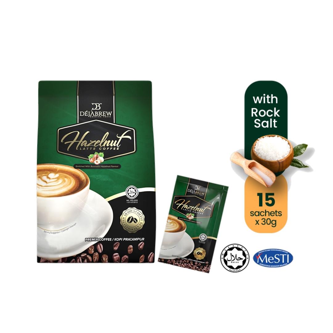Dejabrew Hazelnut Latte Coffee, 16.5 oz (30g x 15 Sachets)