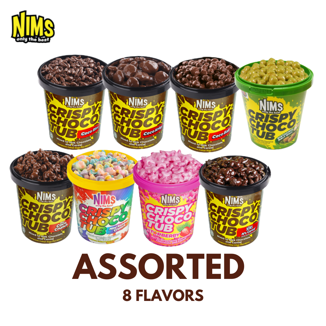 NIMS Crispy Choco Tubs | Assorted Flavors (140g -250g), 8 Pack