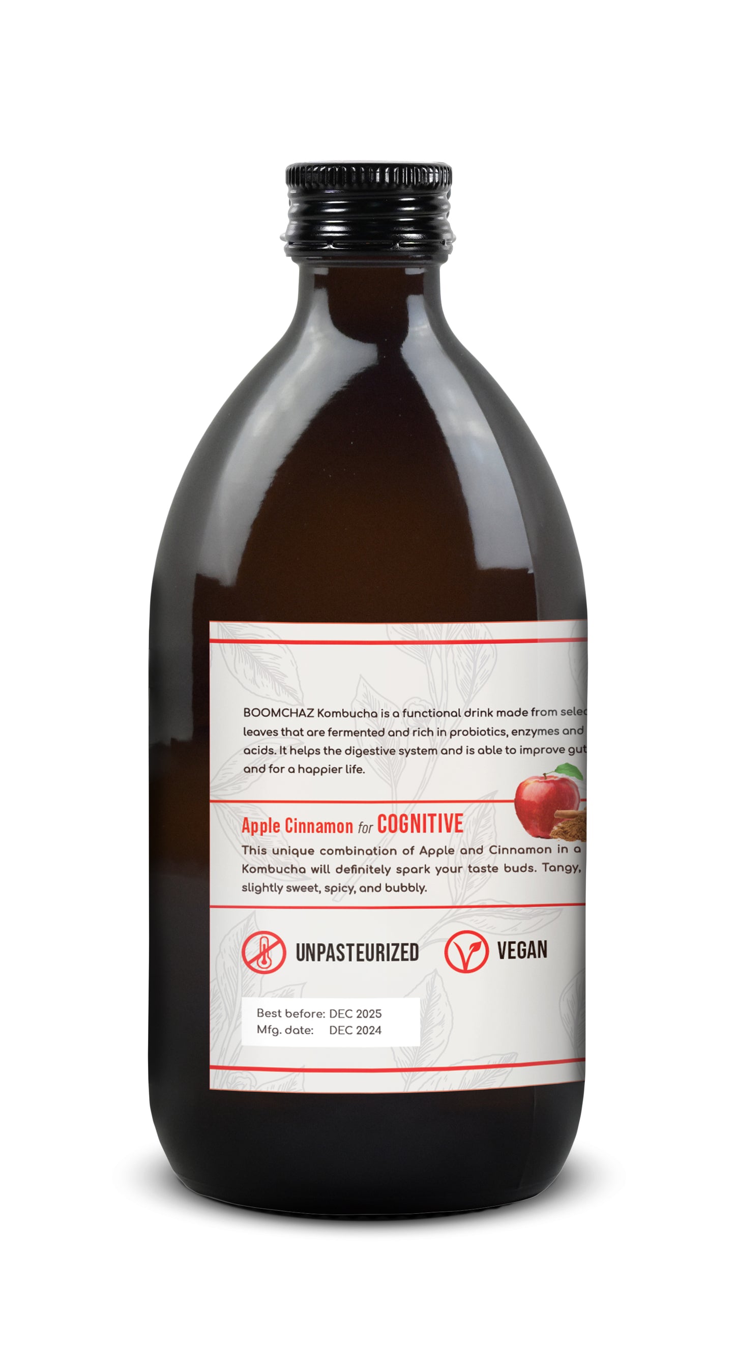 Boomchaz Kombucha -  Apple Cinnamon (Cognitive), 10.14 fl oz (300ml)