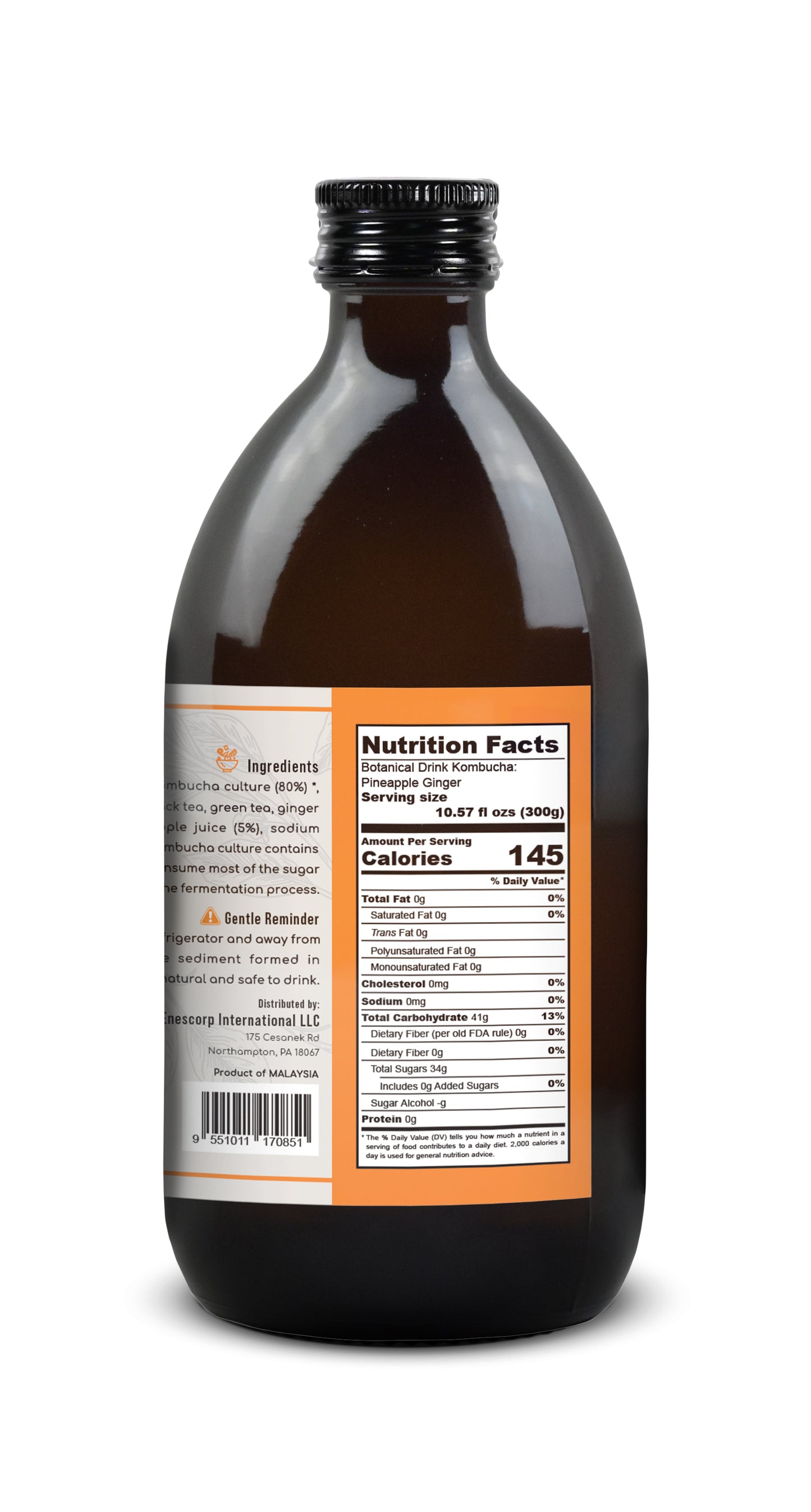 Boomchaz Kombucha -  Pineapple Ginger (Digestive), 10.14 fl oz (300ml)