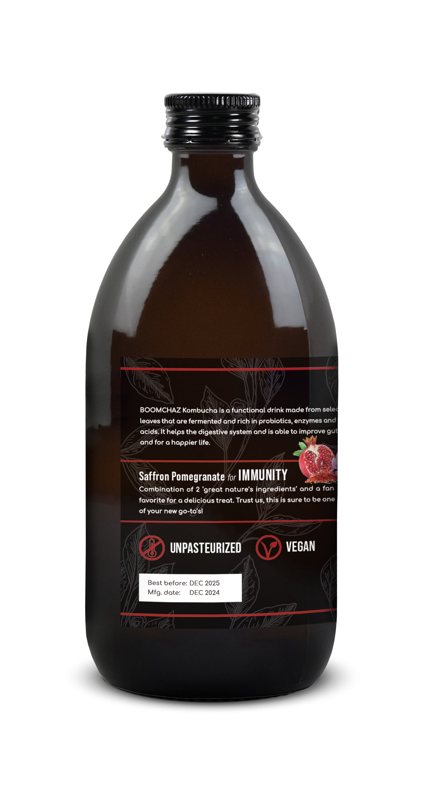 Boomchaz Kombucha -  Saffron Pomegranate (Immunity), 10.14 fl oz (300ml)