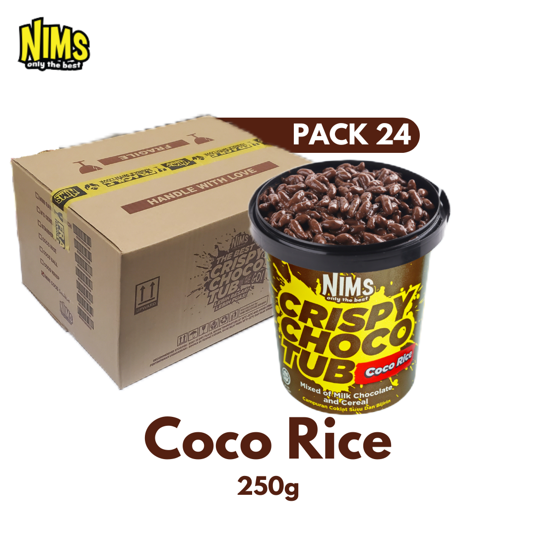 NIMS Crispy Choco Tubs | Assorted Flavors (140g - 250g), 24 Pack
