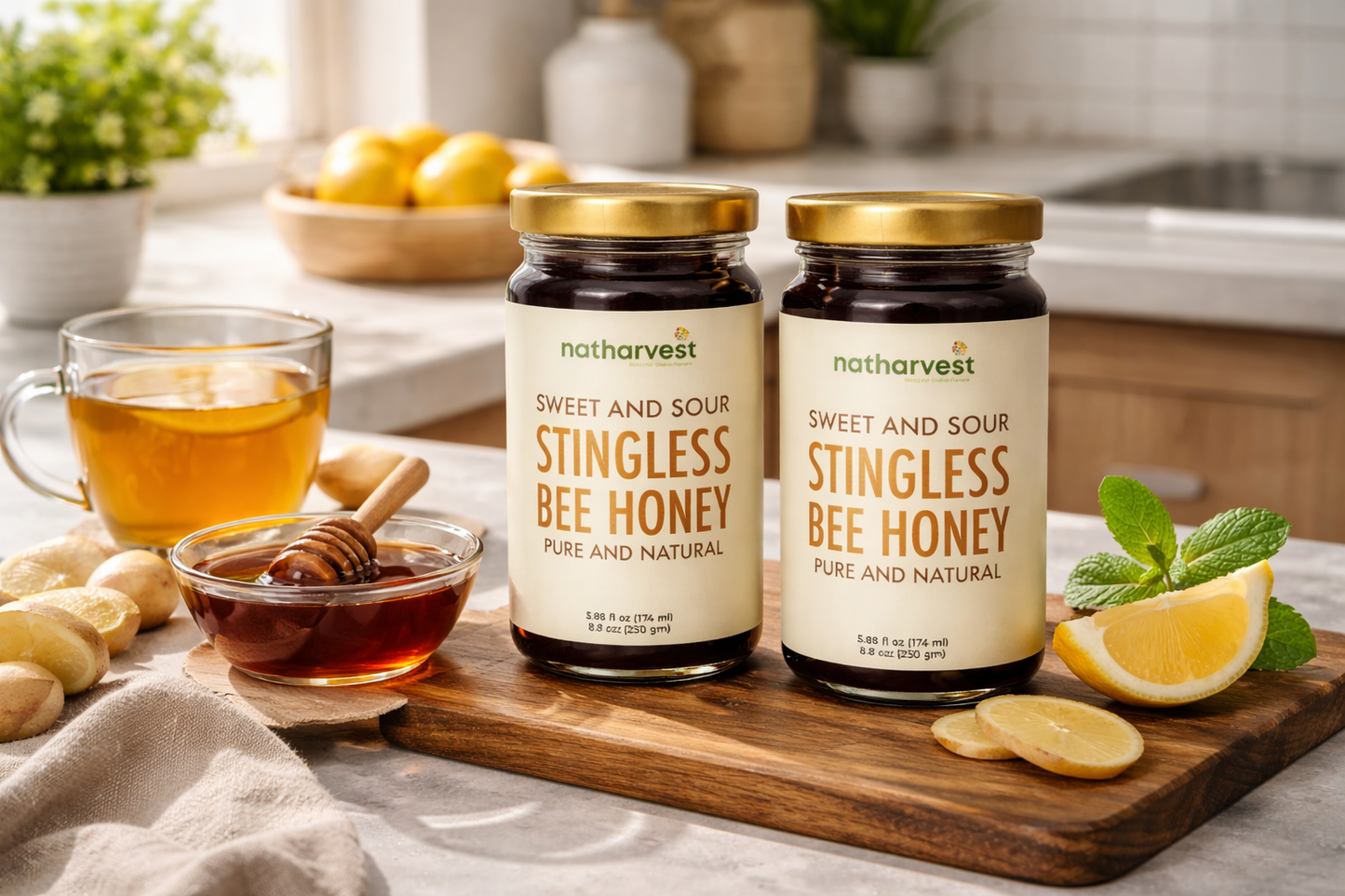 Natharvest Stingless Bee Honey – Meliponini Functional Superfood, 8.8 oz (250 gm), a pack of 2