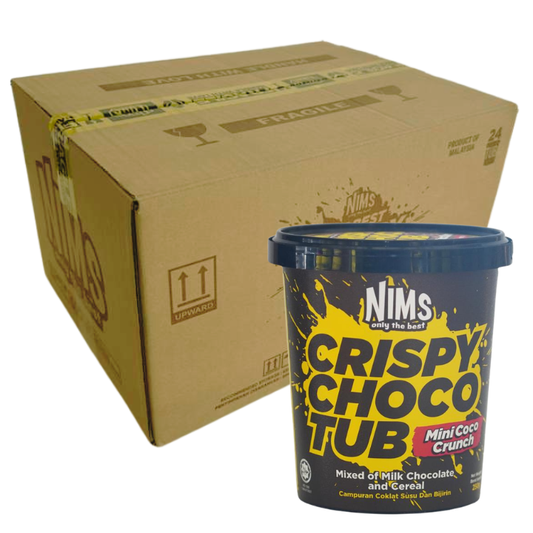 NIMS Crispy Choco Tub, Mini Coco Crunch, Crunchy Chocolate Cereal Snack, a case of 24 x 8.8 oz (250 gm)