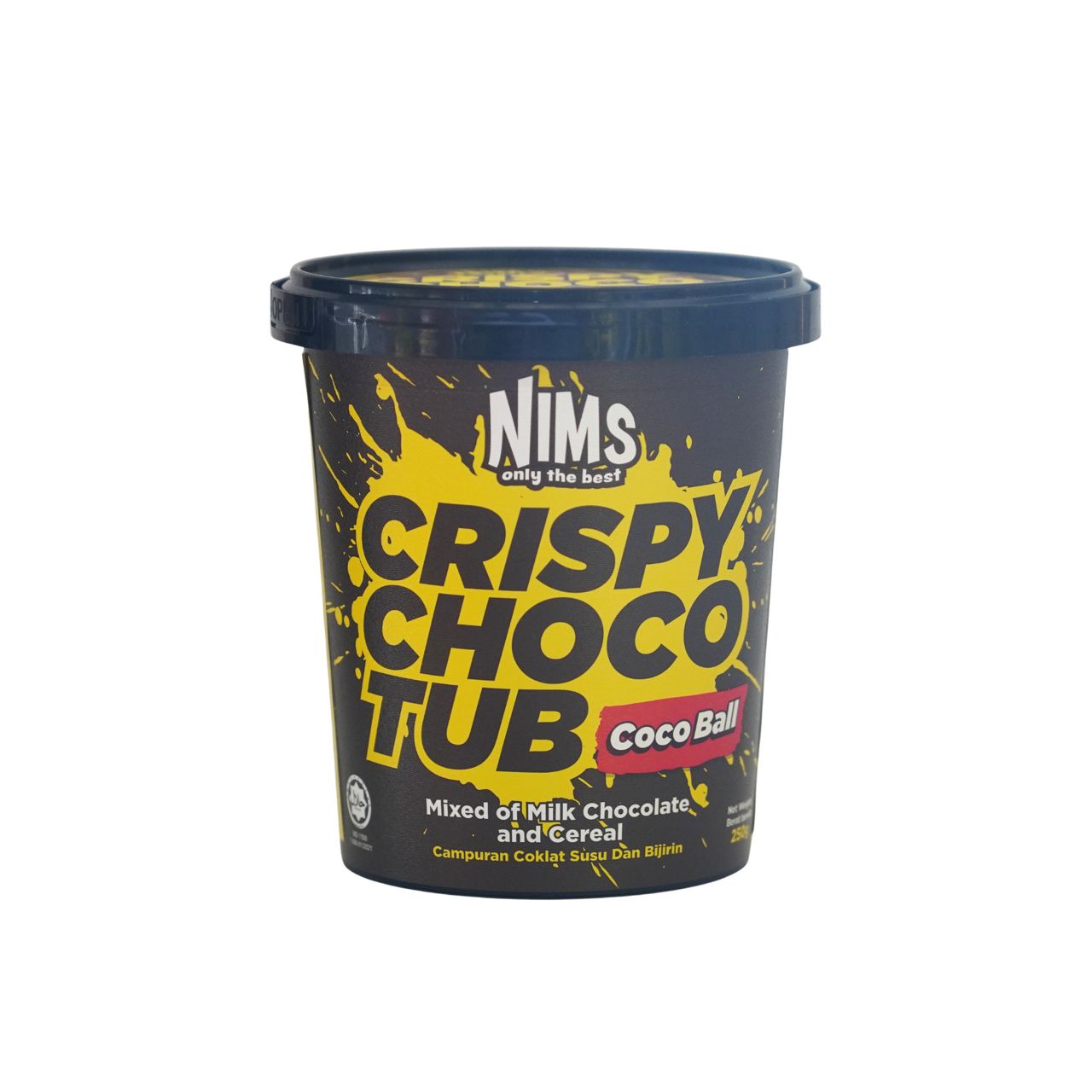 NIMS Crispy Choco Tub, Coco Ball, Crunchy Chocolate Cereal Snack, a case of 24 x 8.8 oz (250 gm)