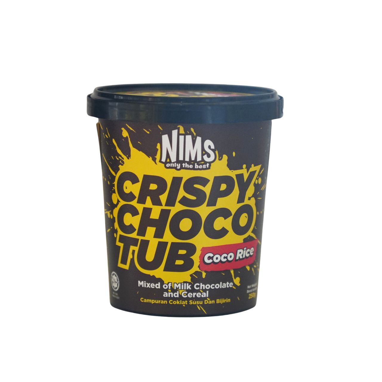 NIMS Crispy Choco Tub, Coco Rice, Crunchy Chocolate Cereal Snack, a case of 24 x 8.8 oz (250 gm)