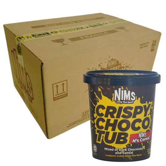 NIMS Crispy Choco Tub, N's Cereal, Crunchy Chocolate Cereal Snack, a case of 24 x 8.8 oz (250 gm)