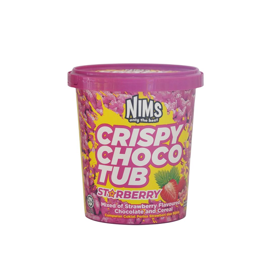 NIMS Crispy Choco Tub, Starberry, Crunchy Chocolate Cereal Snack, a case of 24 x 8.8 oz (250 gm)
