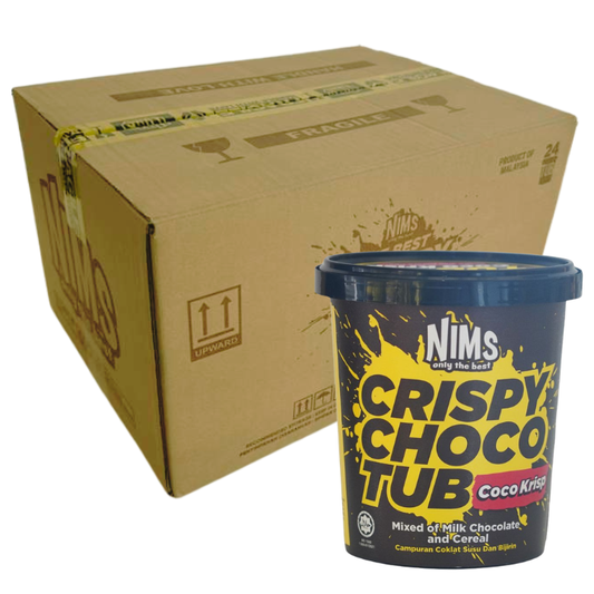 NIMS Crispy Choco Tub, Coco Krisp, Crunchy Chocolate Cereal Snack, a case of 24 x 8.8 oz (250 gm)