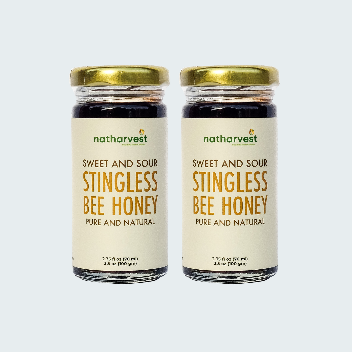 Natharvest Sweet and Sour Stingless Bee Honey, 3.5 oz (100 gm), a pack of 2