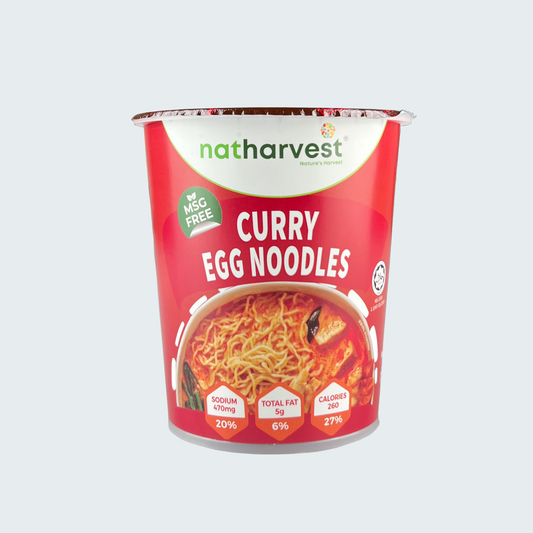 Natharvest Egg Noodles, Curry Flavor, Halal-certified, Low Salt, No MSG, 2.75 oz (75 gm), a pack of 6