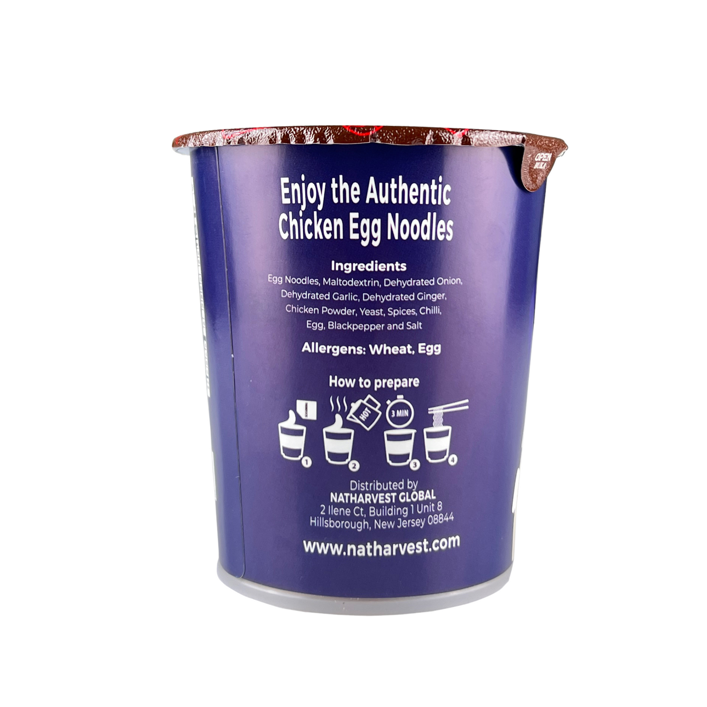Natharvest Egg Noodles Cup, Chicken Flavor, Halal-certified, Low Salt, No MSG, 2.75 oz (75 gm), a pack of 6
