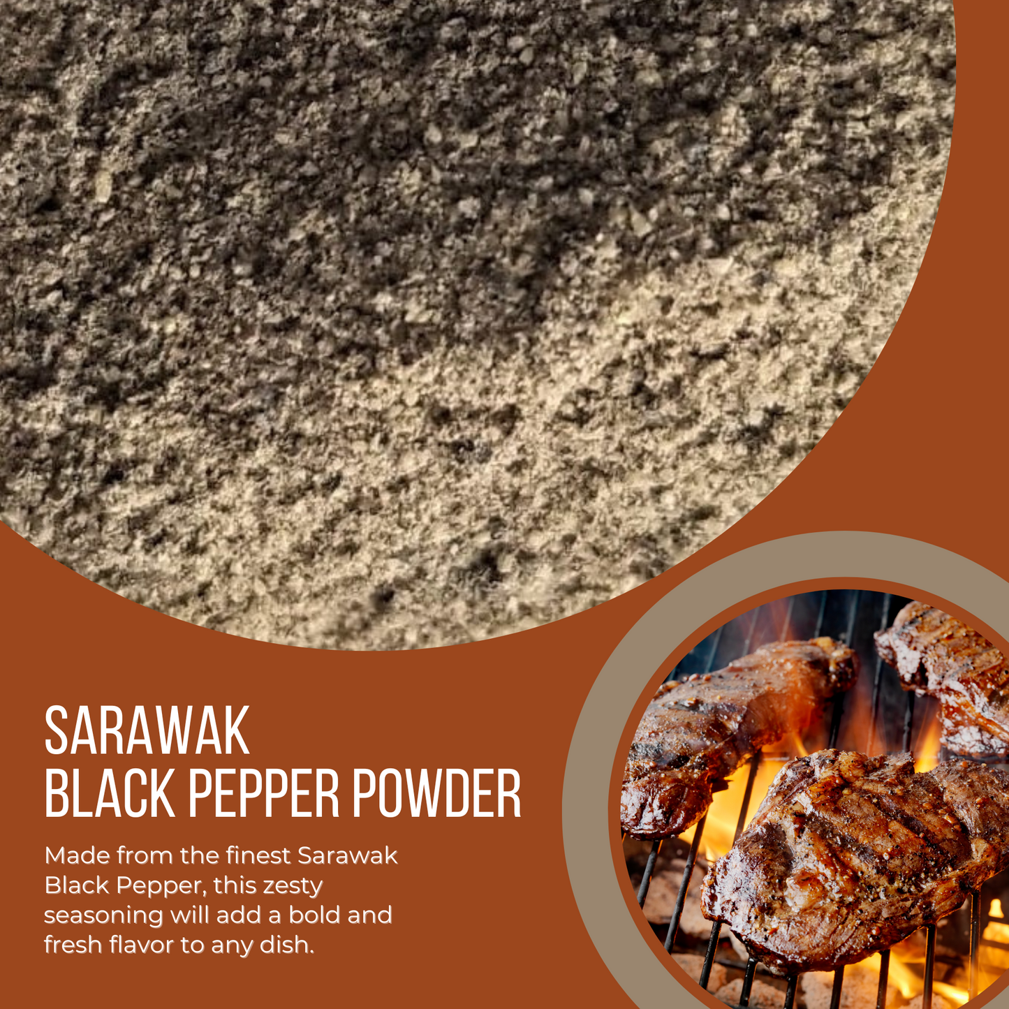Natharvest Sarawak Black Pepper Powder, 5.6 oz (160 gm)
