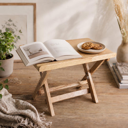 Handcrafted Solid Rubberwood Folding Study Table